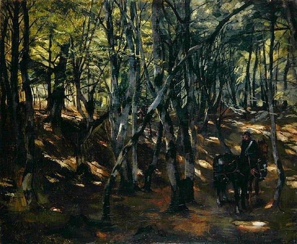 Patrulla de Caballería en Medio de un Bosque de Heinrich Wilhelm Truebner