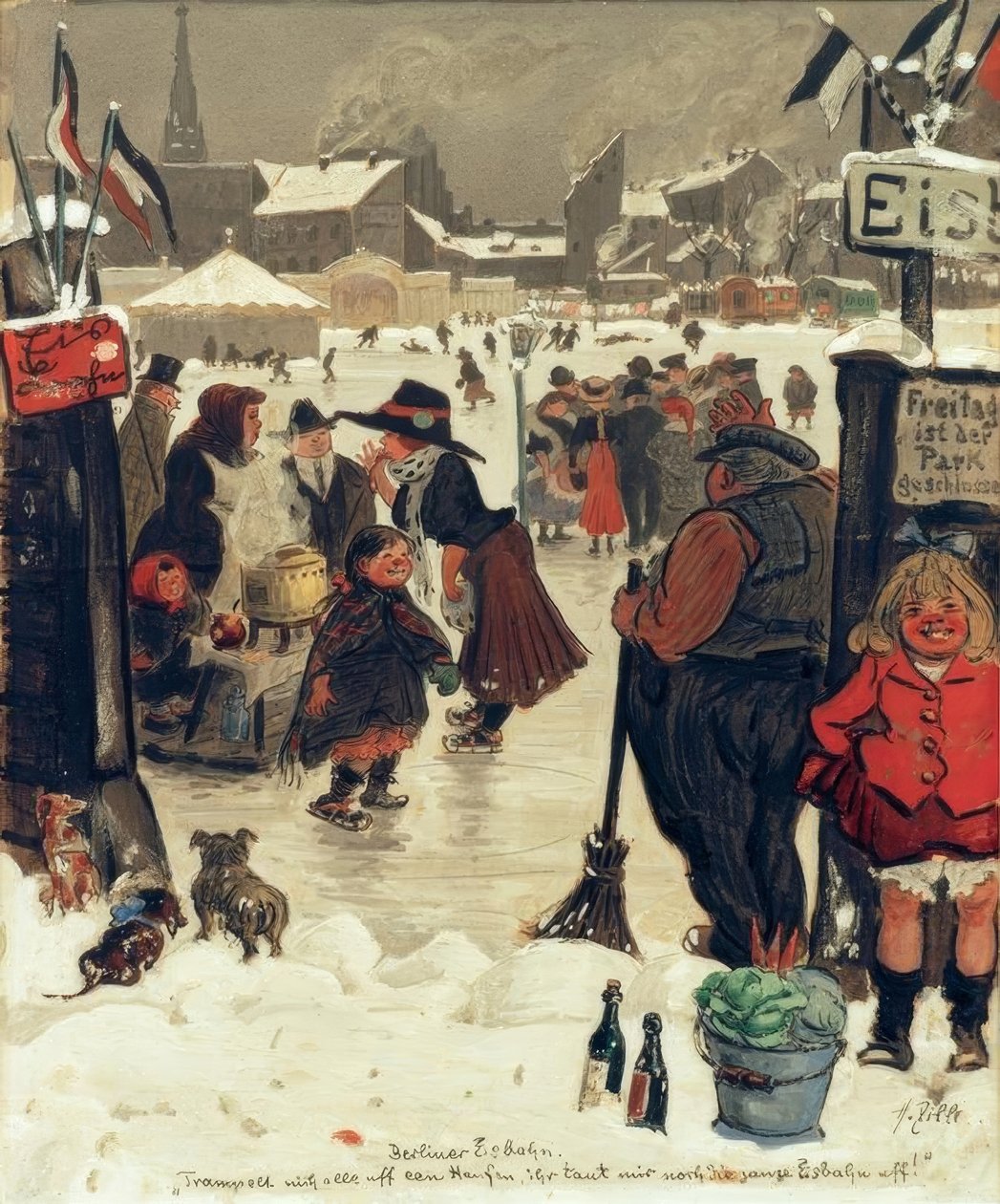 Pista de hielo de Berlín de Heinrich Zille
