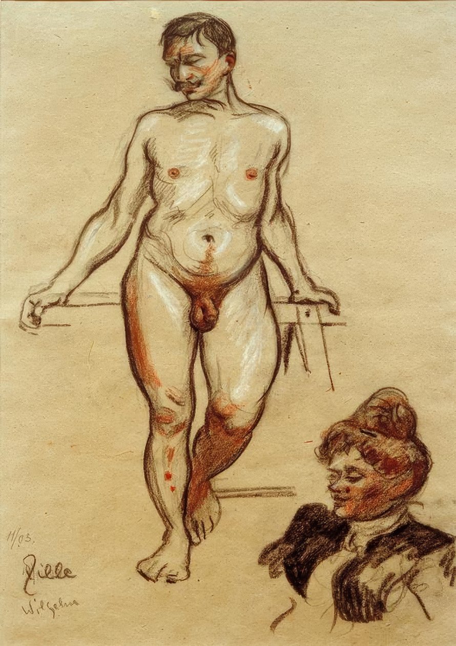 H. Zille, desnudo masculino, Wilhelm de Heinrich Zille