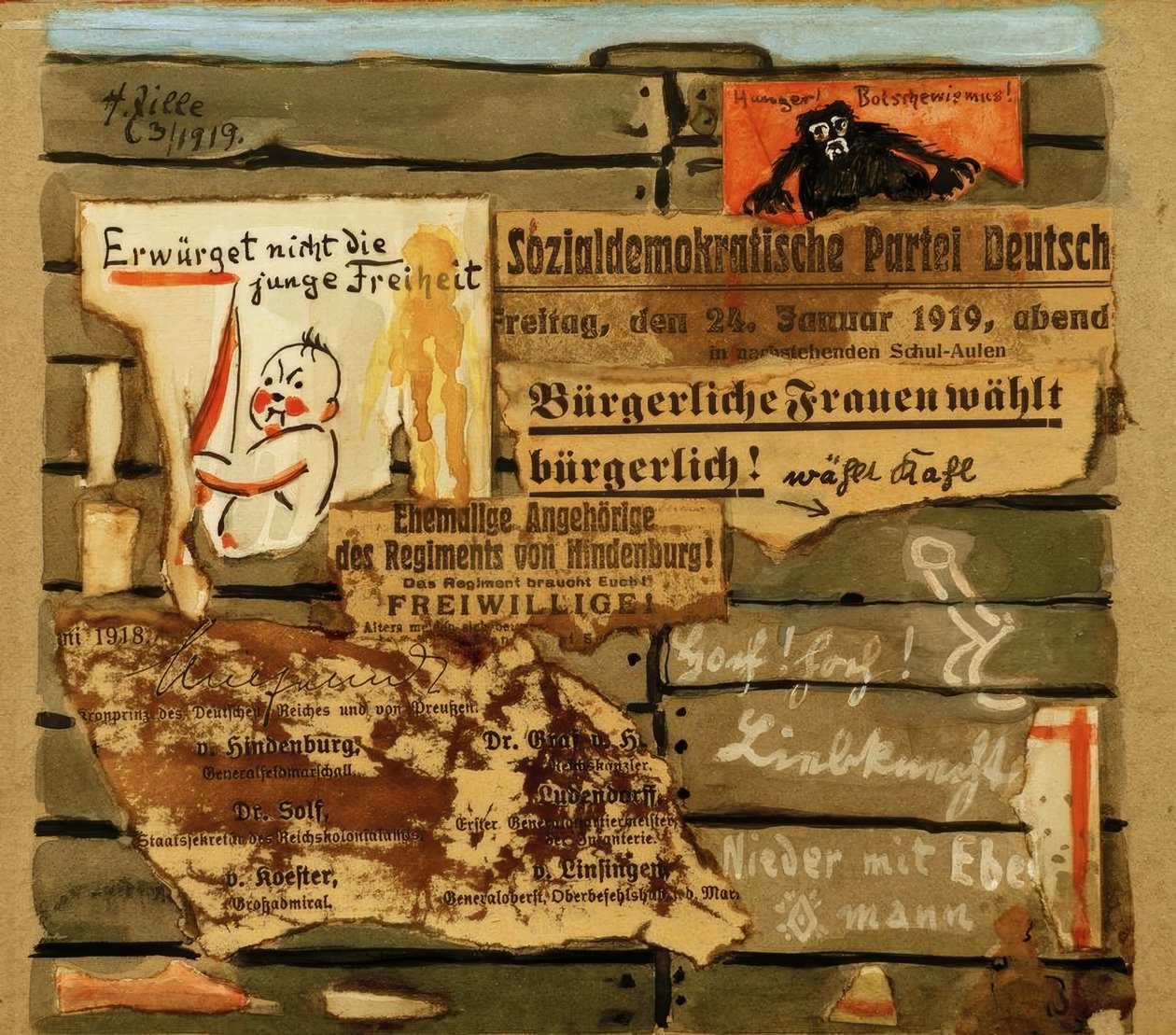 H.Zille, cartelera 1919 / collage de Heinrich Zille