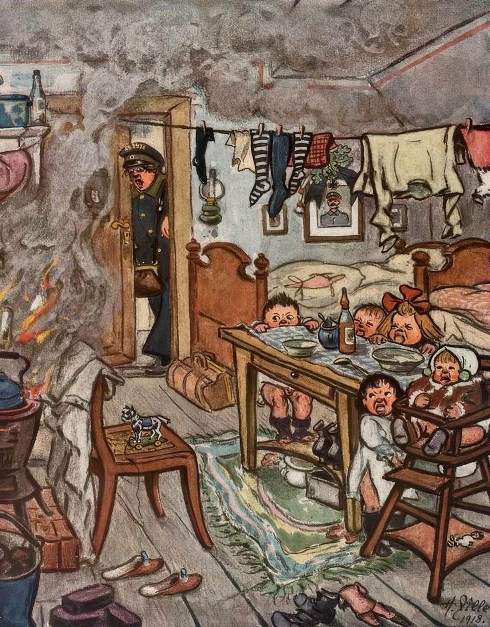 ¡Dios mío, niños! ¡No se les puede dejar solos! de Heinrich Zille