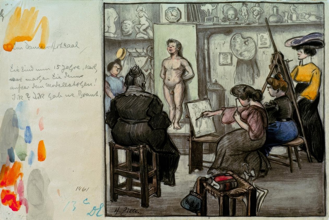 En la clase de damas de Heinrich Zille