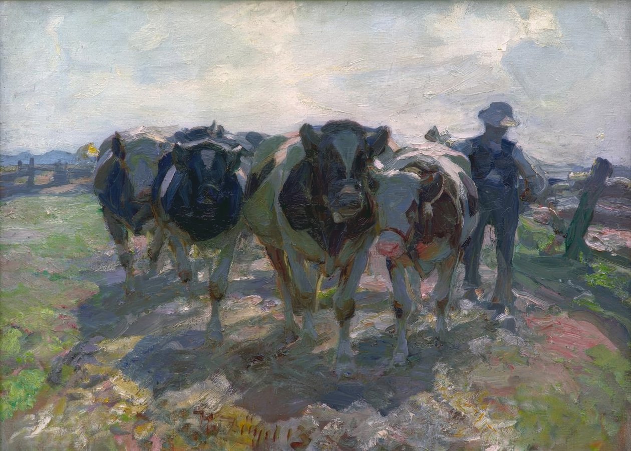 Campesino con vacas de Heinrich von Zügel