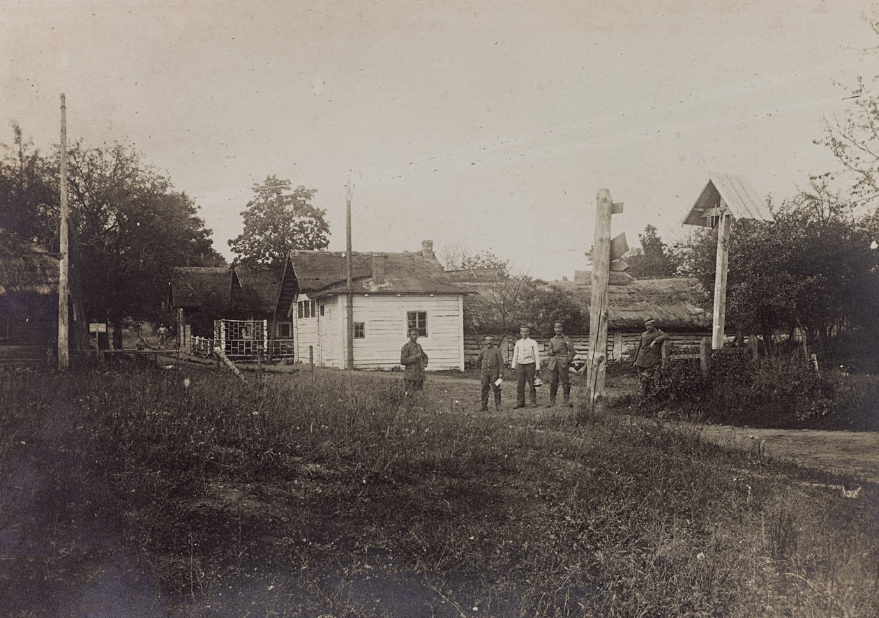 Primera Guerra Mundial: Ucrania en los años 1914-1916 durante la invasión del ejército alemán. Camino rural de Heldenfriedhof Dsessentniki (attr. to)