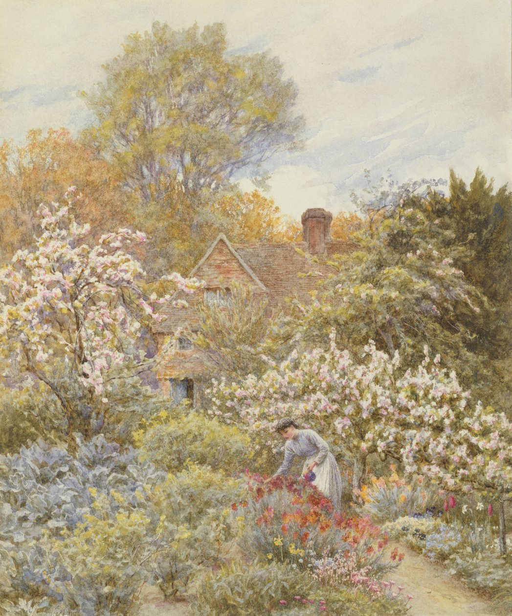 Un jardín en primavera de Helen Allingham