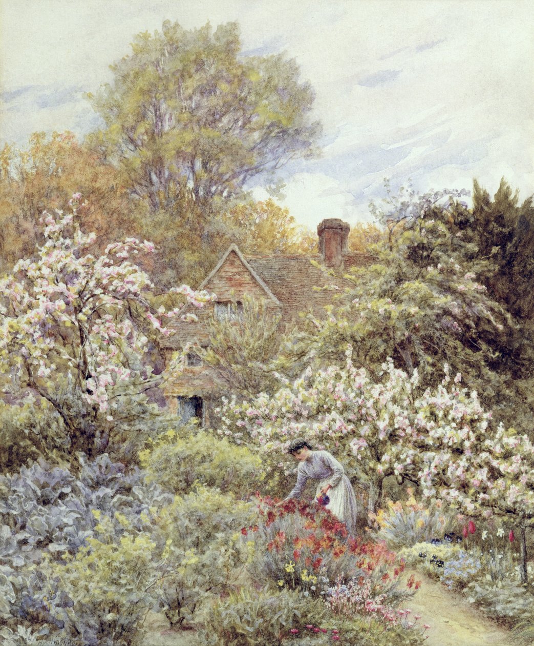 Un jardín en primavera de Helen Allingham