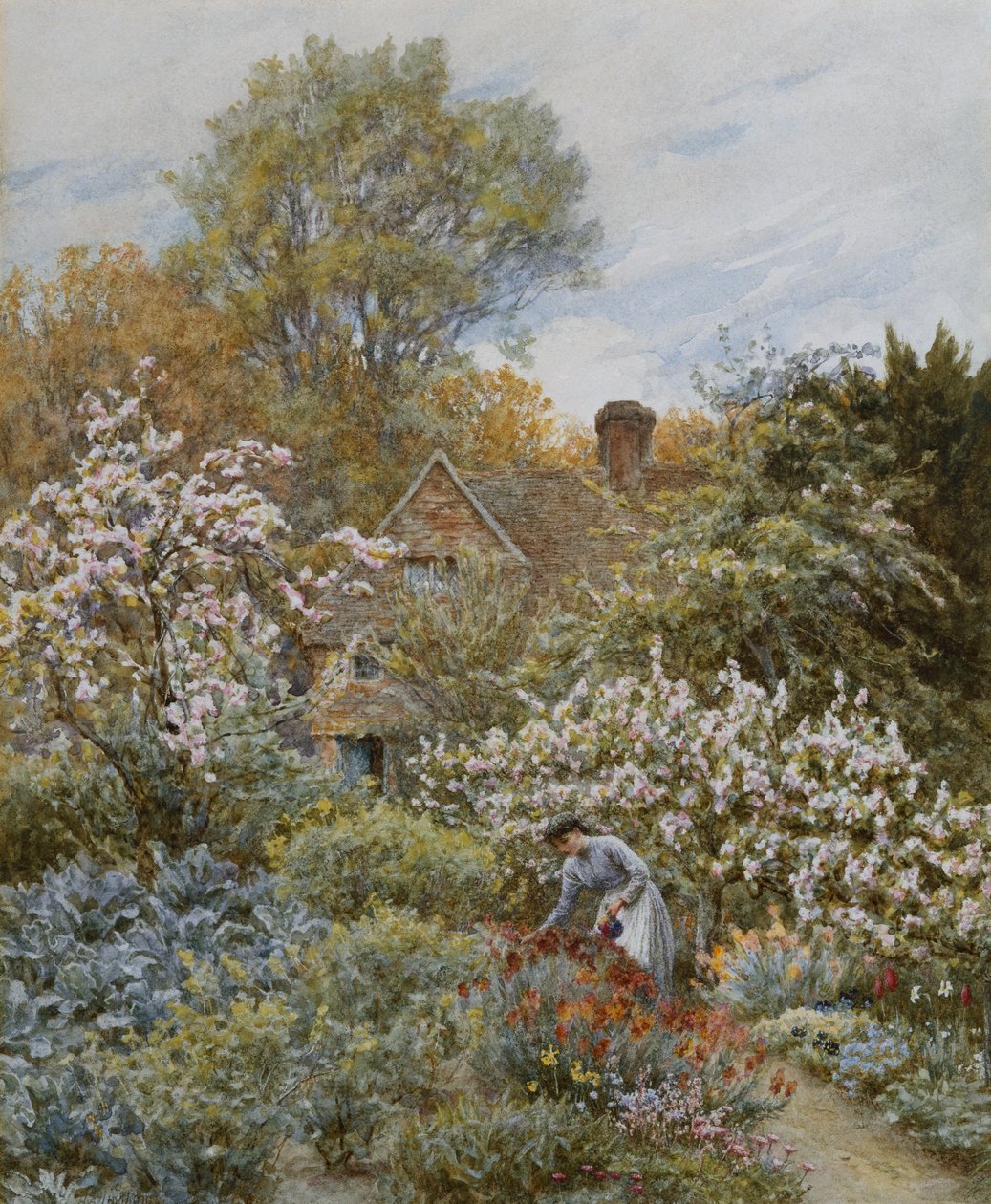 Un jardín en primavera de Helen Allingham