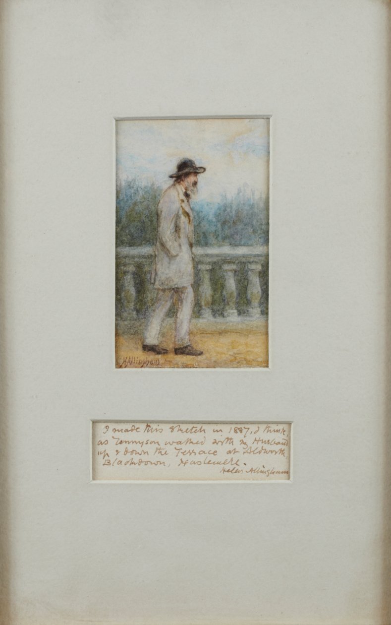 Alfred, Lord Tennyson en su jardín de Helen Allingham