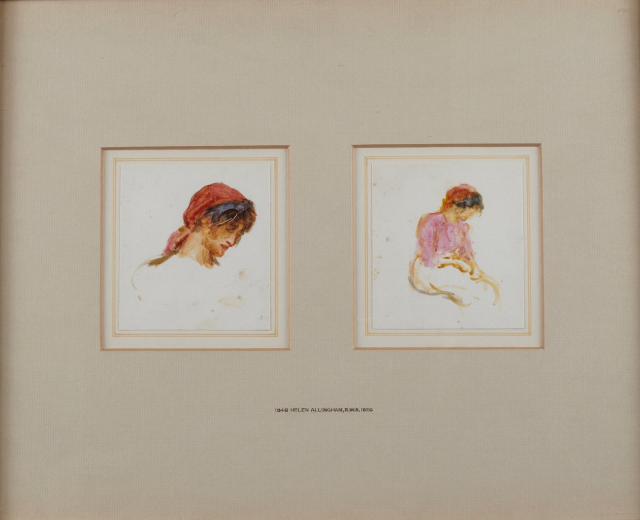 Estudio de una niña con pañuelo rojo de Helen Allingham