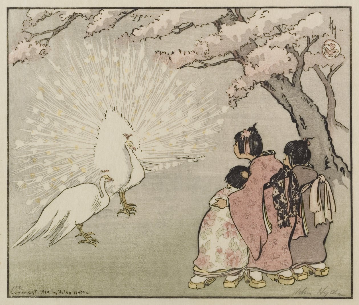 Pavo real blanco, 1914 de Helen Hyde