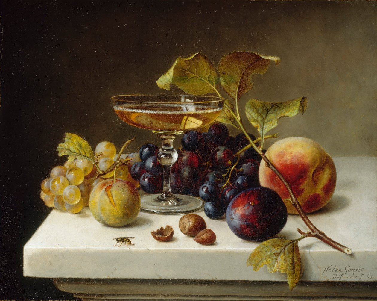 Bodegón con fruta y champán de Helen Searle
