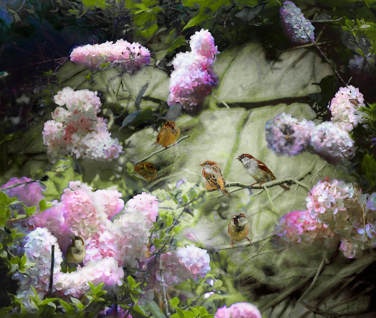 Gorriones de primavera, 2020 de Helen White