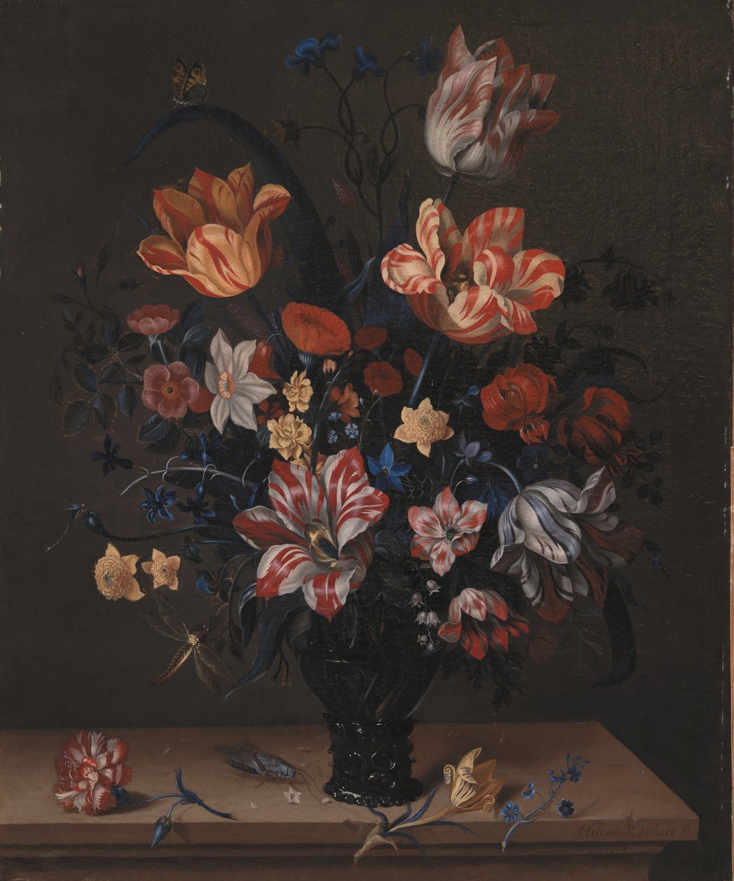 Tulipanes y otras flores en un jarrón de Helena Roouers
