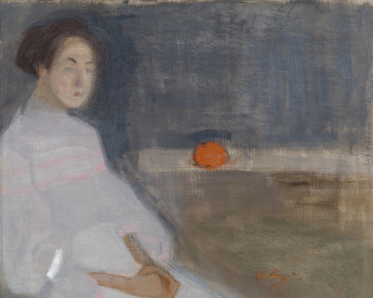 Cuadro de trajes I (La niña con la naranja, La hija del panadero) de Helene Schjerfbeck