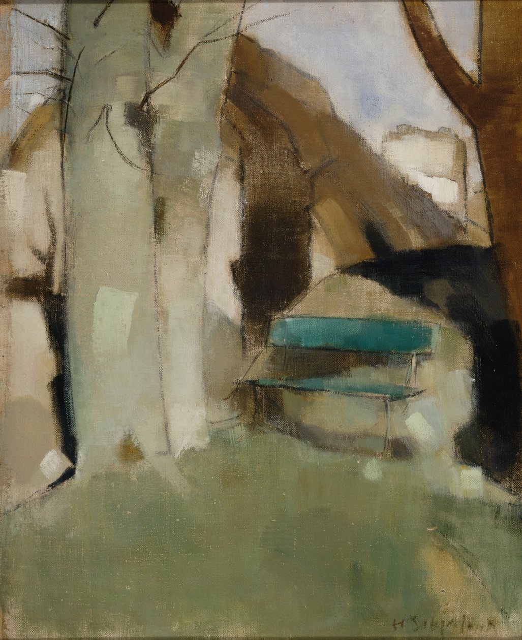 Sombra en la Pared II Banco Verde, 1928 de Helene Schjerfbeck