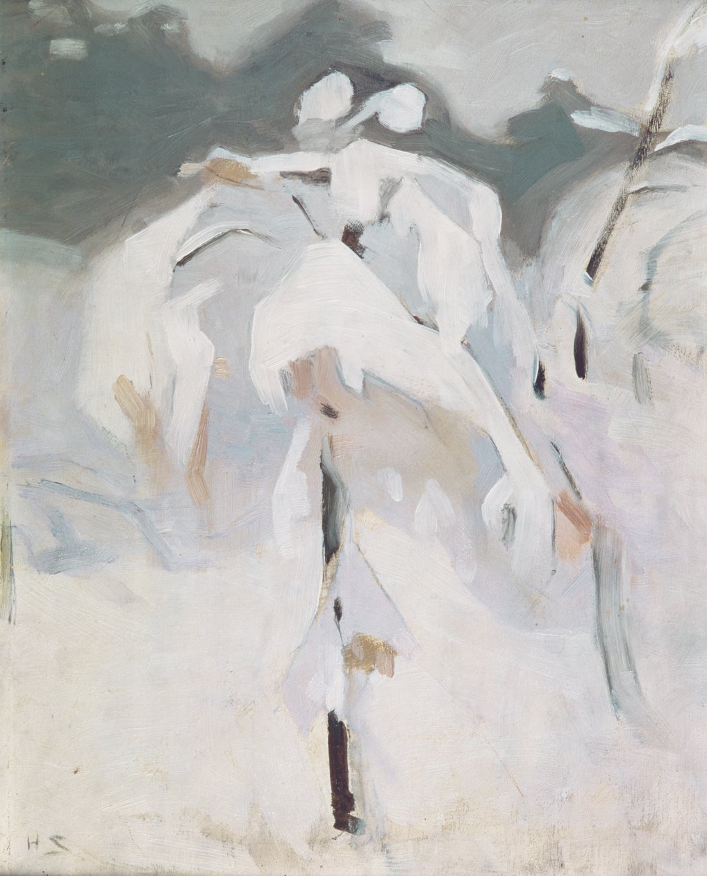 Abedul cubierto de nieve, c.1913 (aceite en panel) de Helene Schjerfbeck