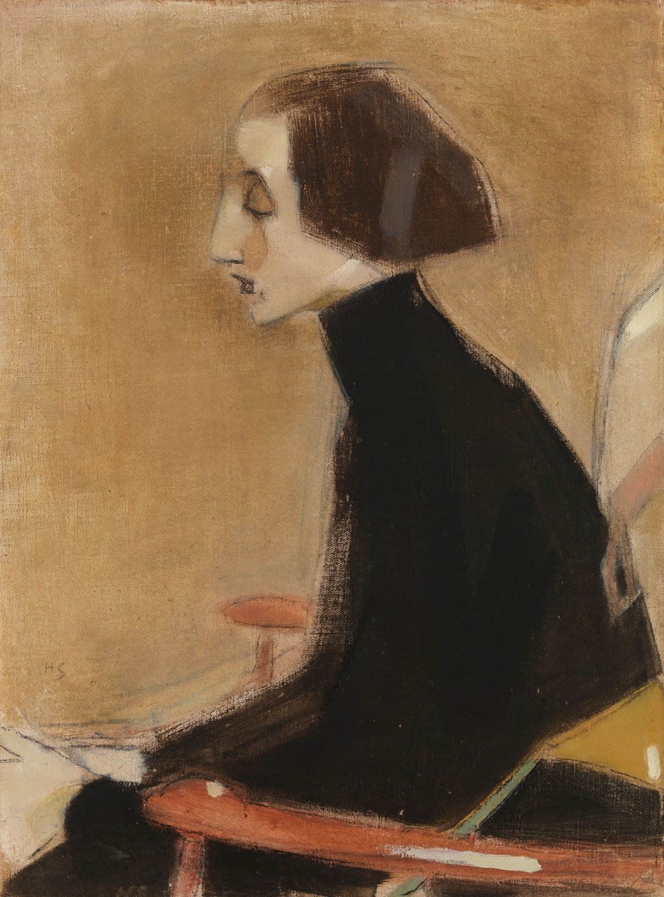 «La costurera», retrato de medio cuerpo («La mujer trabajadora») de Helene Schjerfbeck