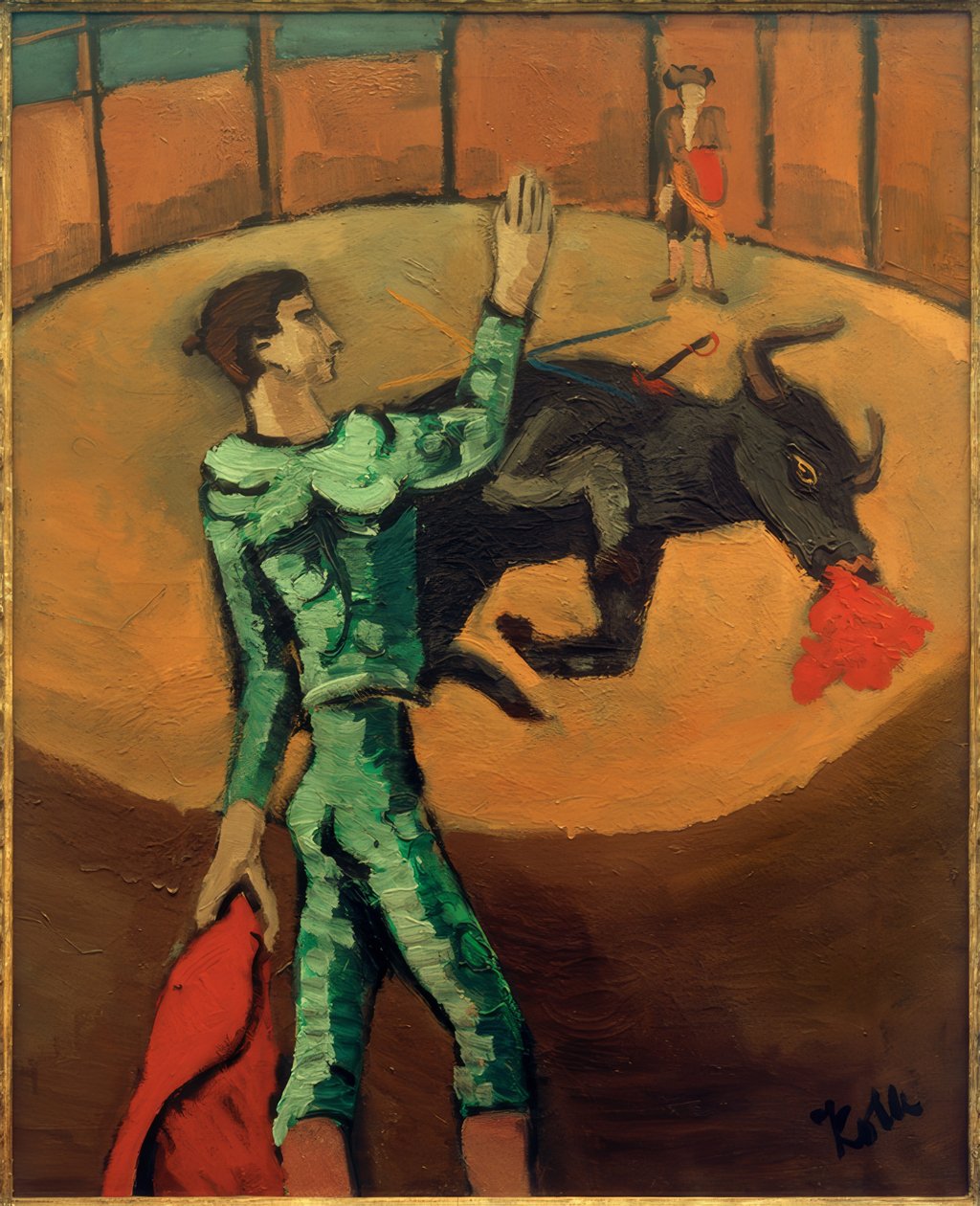 Arena con torero y toro moribundo (Tauromaquia III) de Helmut Kolle