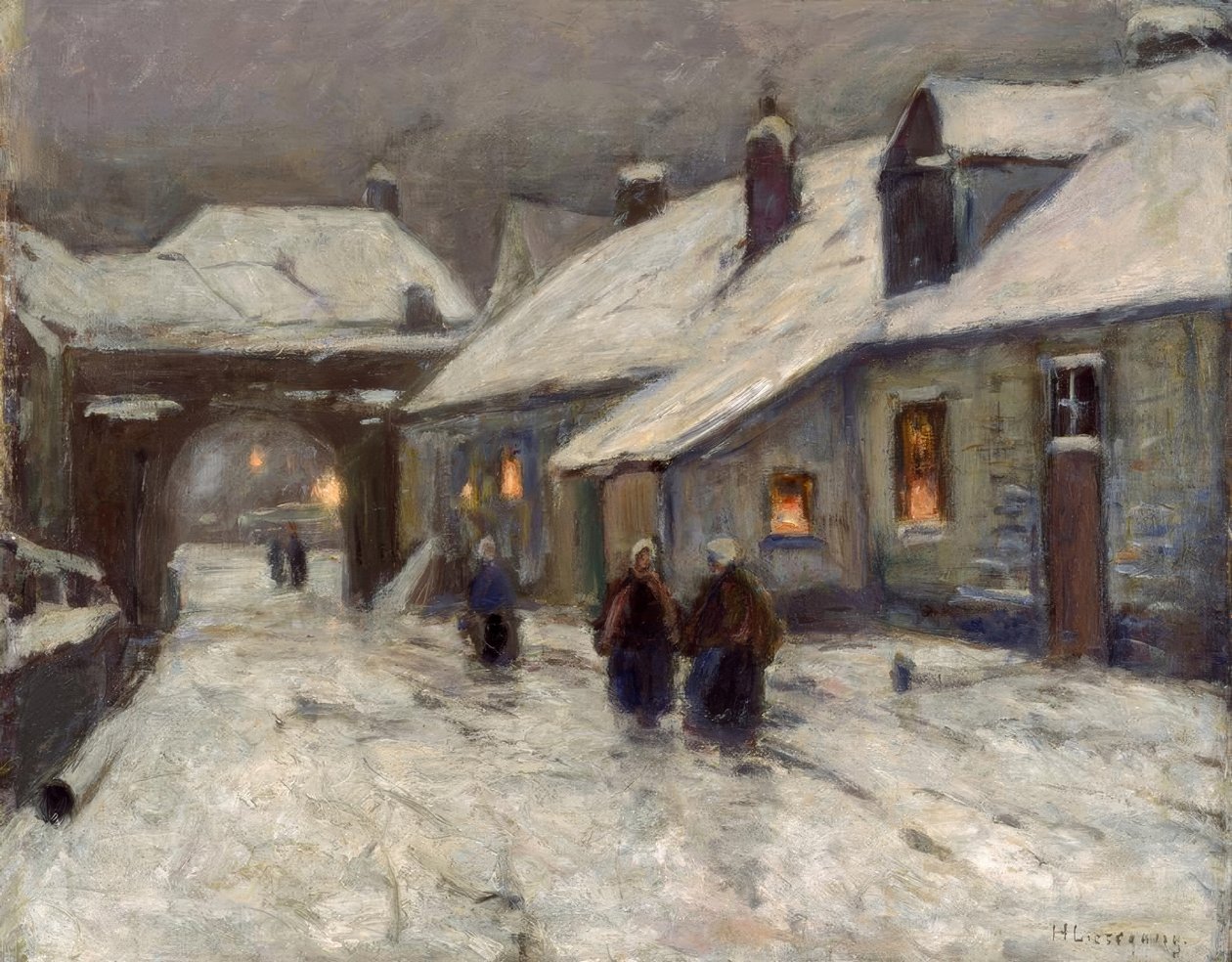 Calle de pueblo invernal de Helmuth Liesegang