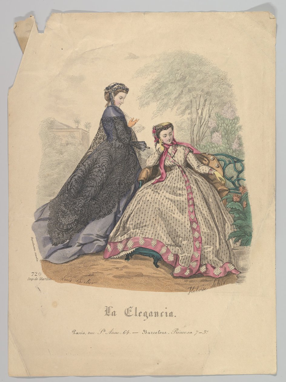 Dos Mujeres al Aire Libre, No. 720, de La Elegancia Barcelona, siglo XIX de Heloise Leloir