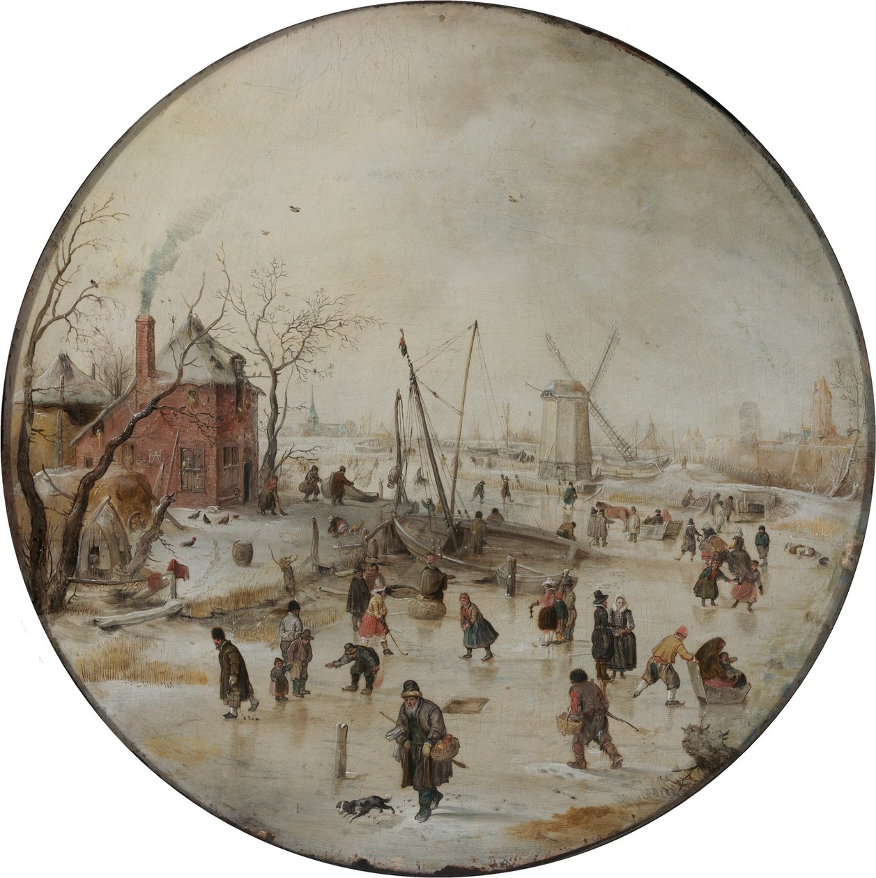 Río congelado con patinadores de Hendrick Avercamp