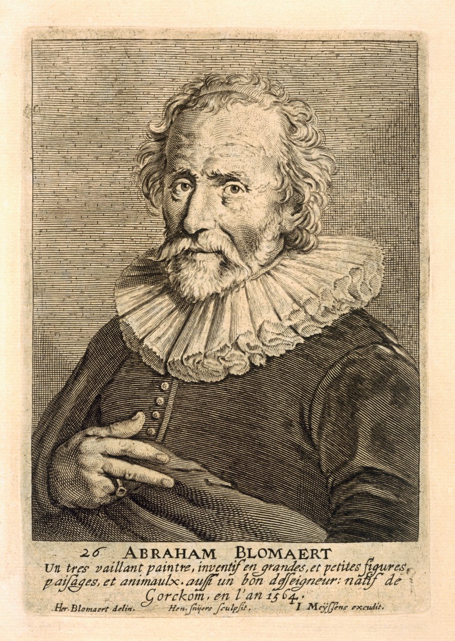 Retrato de Abraham Bloemaert, grabado por Johannes Meyssens de Hendrick Bloemaert