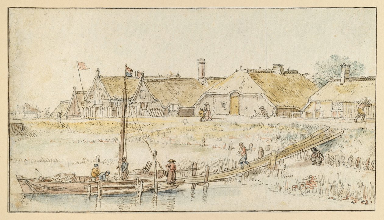 Calle de pueblo a orillas del canal de Hendrick Avercamp