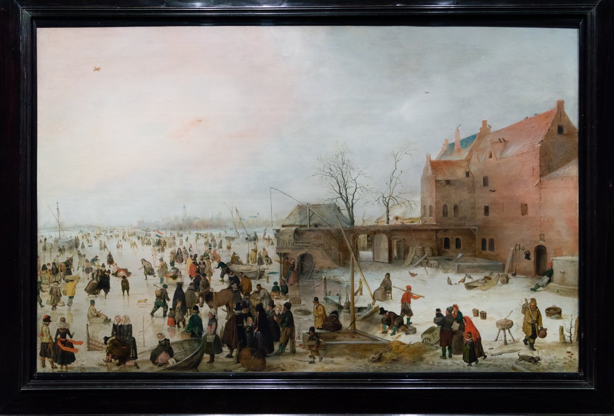 Holandés: IJsgezicht bij een brewery Una escena sobre el hielo cerca de una ciudad de Hendrick Avercamp