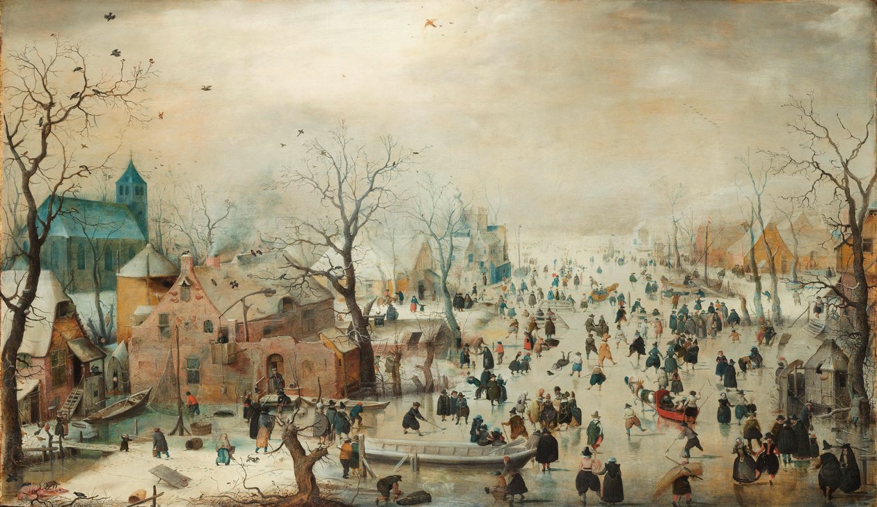 Alemán: Winter landscape with skaters Paisaje invernal con patinadores de Hendrick Avercamp