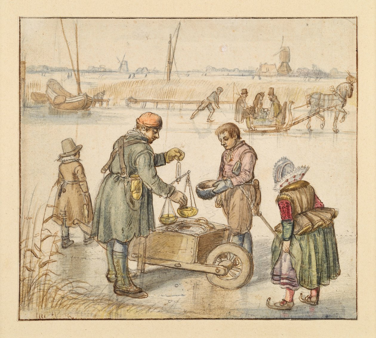 Comerciantes sobre el hielo de Hendrick Avercamp