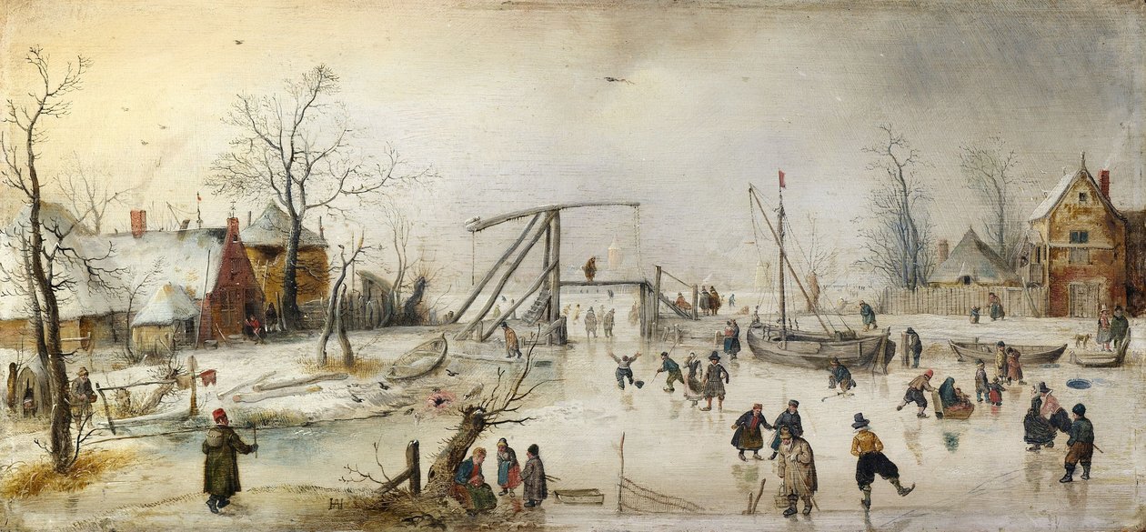 Escena en el hielo de Hendrick Avercamp
