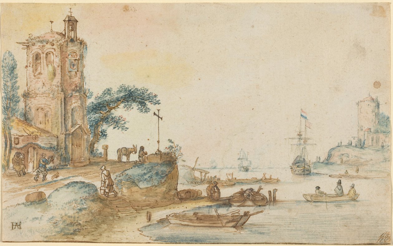 Escena con una torre a la izquierda de Hendrick Avercamp