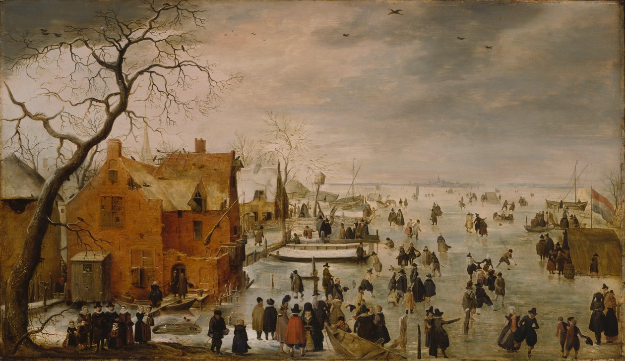 Holandés: IJslandschap / Patinaje sobre hielo Paisaje invernal con numerosos patinadores de Hendrick Avercamp