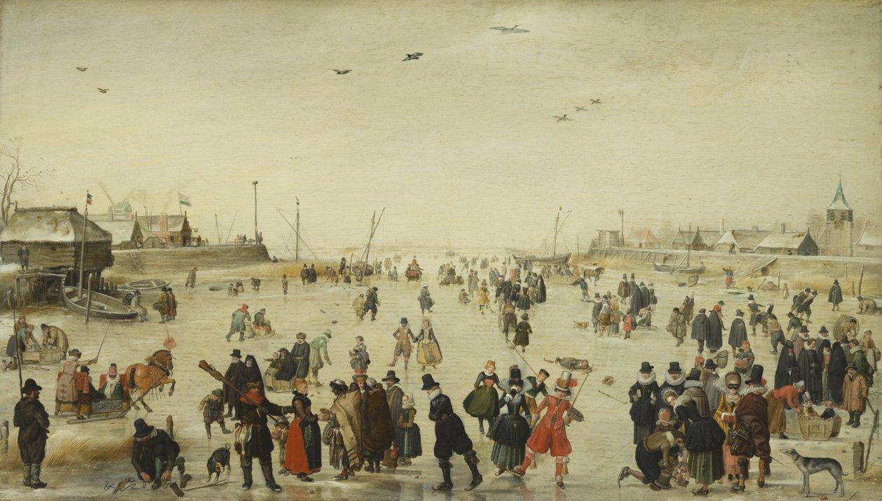 Escena invernal en un canal helado de Hendrick Avercamp