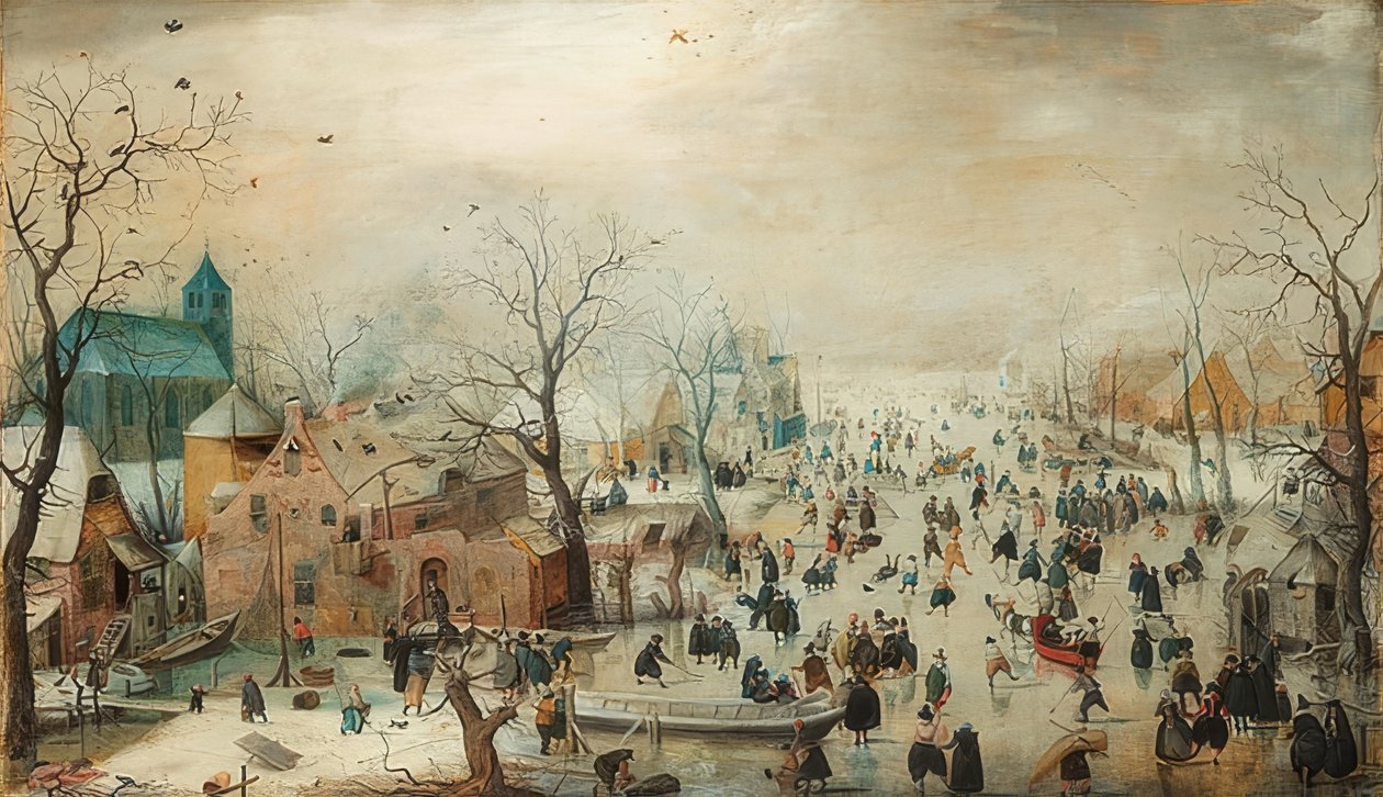 Paisaje invernal con patinadores de Hendrick Avercamp