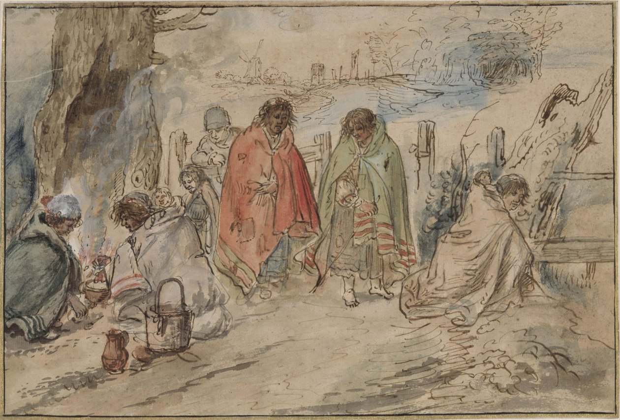 Gitanos junto a la hoguera de Hendrick Avercamp