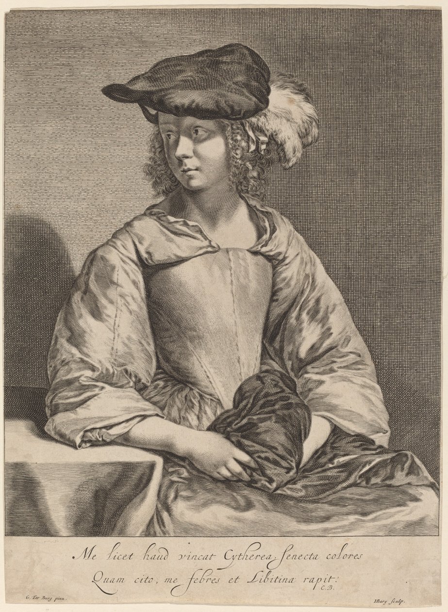 Niña con sombrero emplumado de Hendrick Bary after Gerard ter Borch the Younger