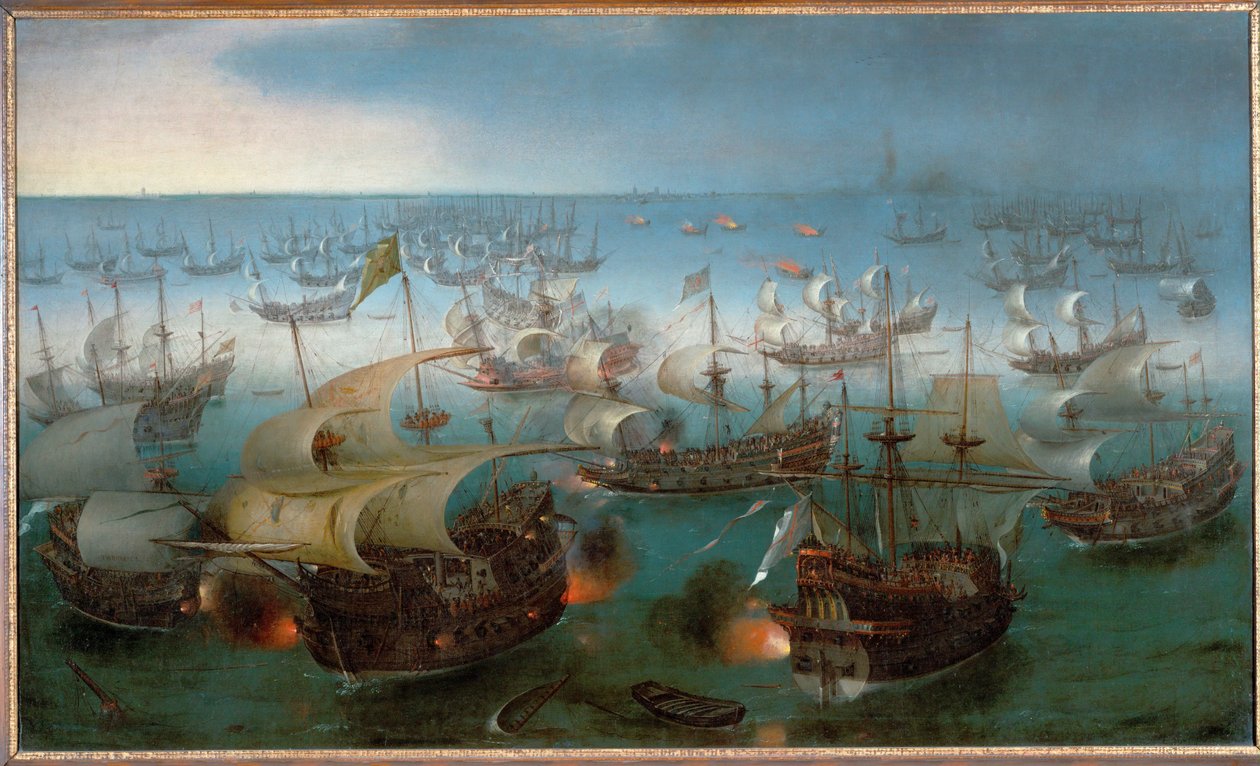 Batalla naval entre la Armada española y las fuerzas navales inglesas (óleo sobre lienzo) de Hendrick Cornelisz Vroom