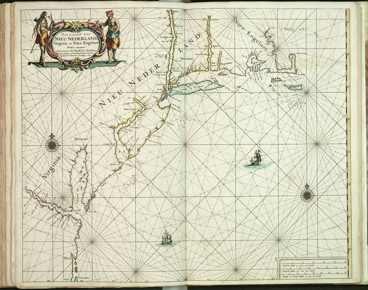 Carta de Nueva Holanda, Virginia y Nueva Inglaterra de Hendrick Doncker