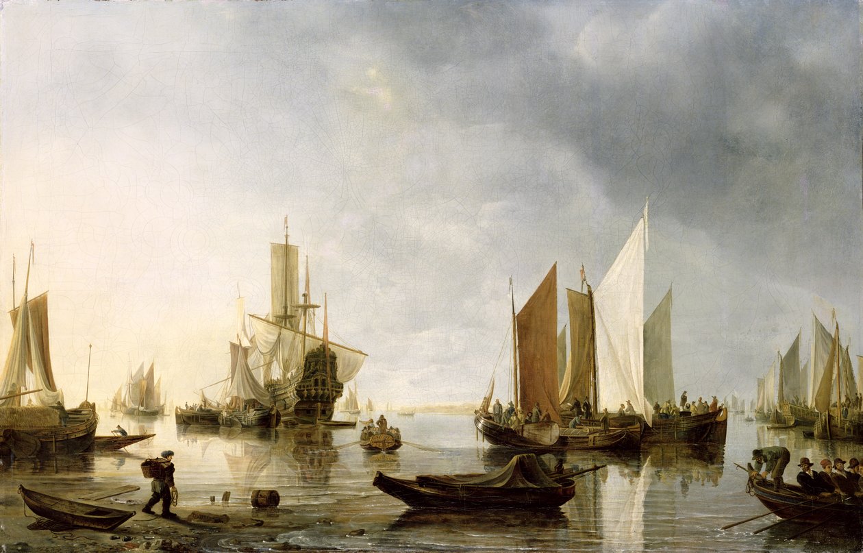 Puerto con barcos anclados, 1655-60 de Hendrick Dubbels