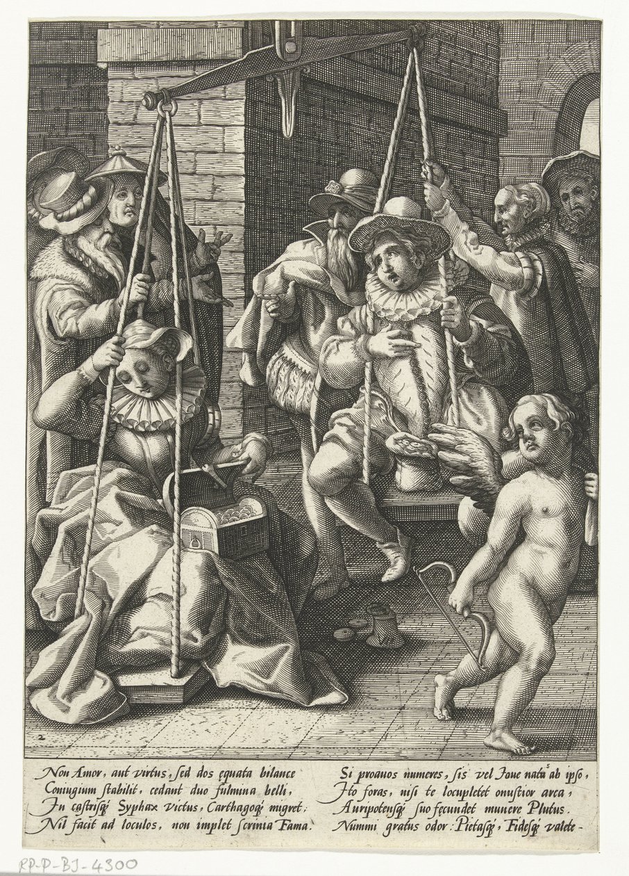 Las escalas de matrimonio El dinero es el verdadero amor. La escala de la boda Proverbios después de Karel van Mander (título de la serie) de Hendrick Goltzius (attributed to workshop of)