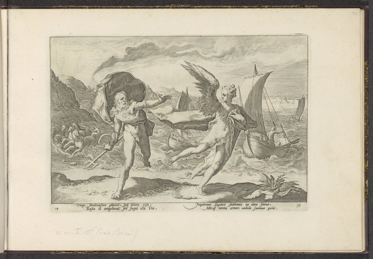Cornix se convierte en un cuervo Metamorfosis de Ovidio (título de la serie) Recreaciones de P. Ovidius Naso (título de la serie) de Hendrick Goltzius (workshop of)