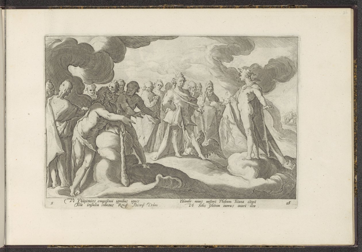 Los dioses le piden al dios sol que vuelva a montar en su carro Metamorfosis de Ovidio (título de la serie) Recreaciones de P. Ovidius Naso (título de la serie) de Hendrick Goltzius (workshop of)