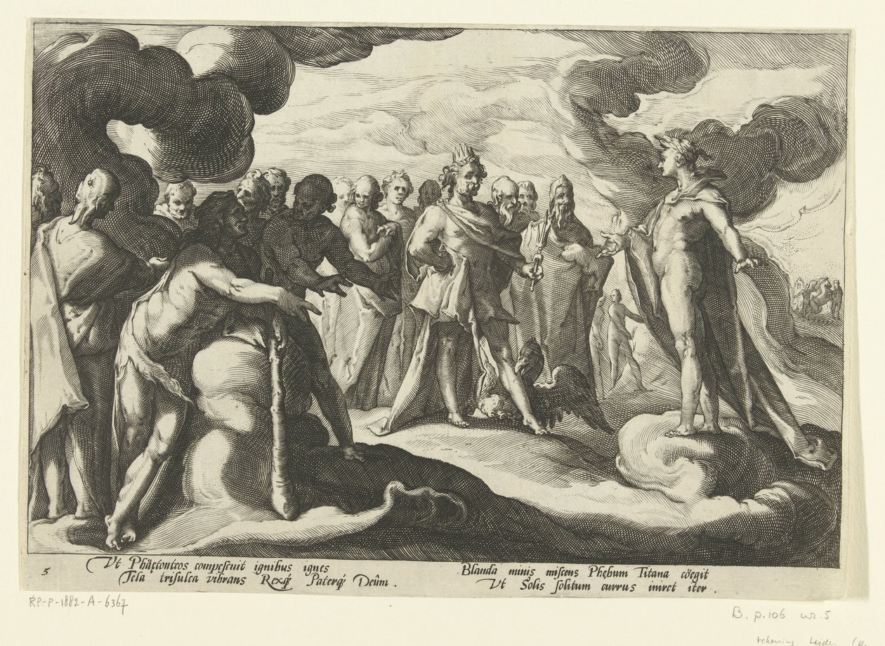 Los dioses le piden al dios sol que vuelva a montar en su carro Metamorfosis de Ovidio (título de la serie) de Hendrick Goltzius (workshop of)