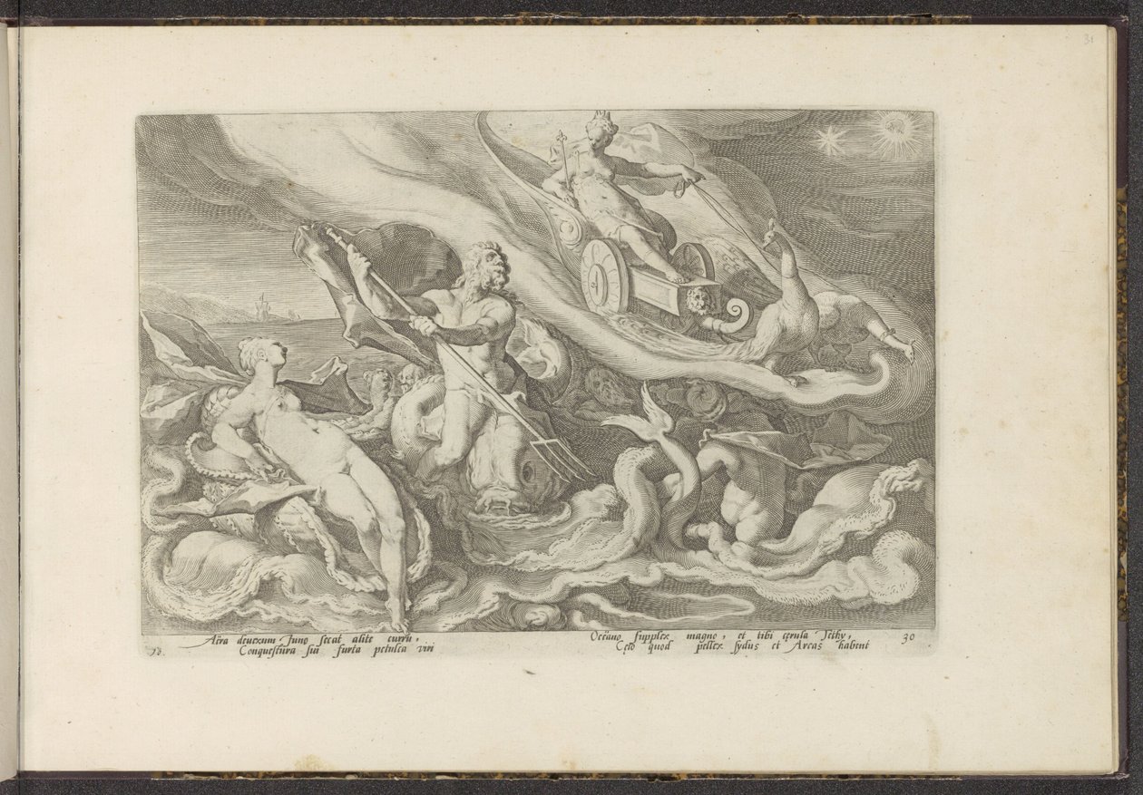 Juno se queja con Thetis y Oceanus Metamorfosis de Ovidio (título de la serie) Recreaciones de P. Ovidius Naso (título de la serie) de Hendrick Goltzius (workshop of)
