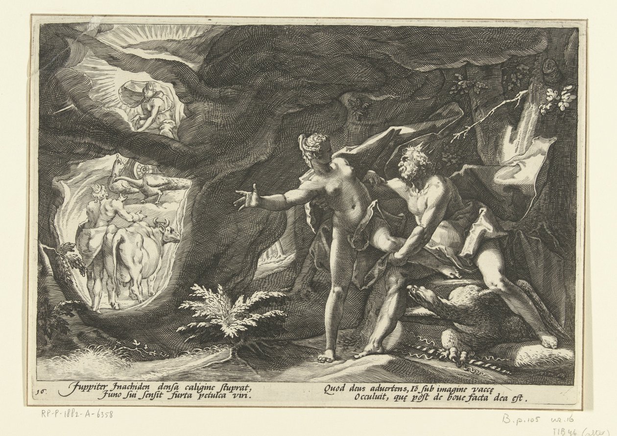 Júpiter asalta Io Metamorfosis de Ovidio (título de la serie) de Hendrick Goltzius (workshop of)