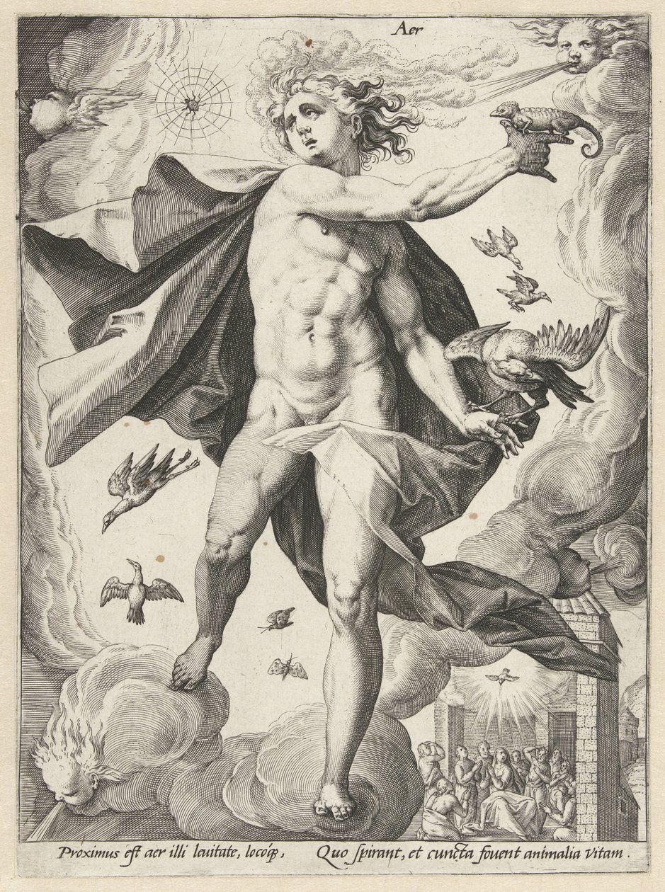 Cielo Aer (título sobre el objeto) Los cuatro elementos (título de la serie) de Hendrick Goltzius (workshop of)