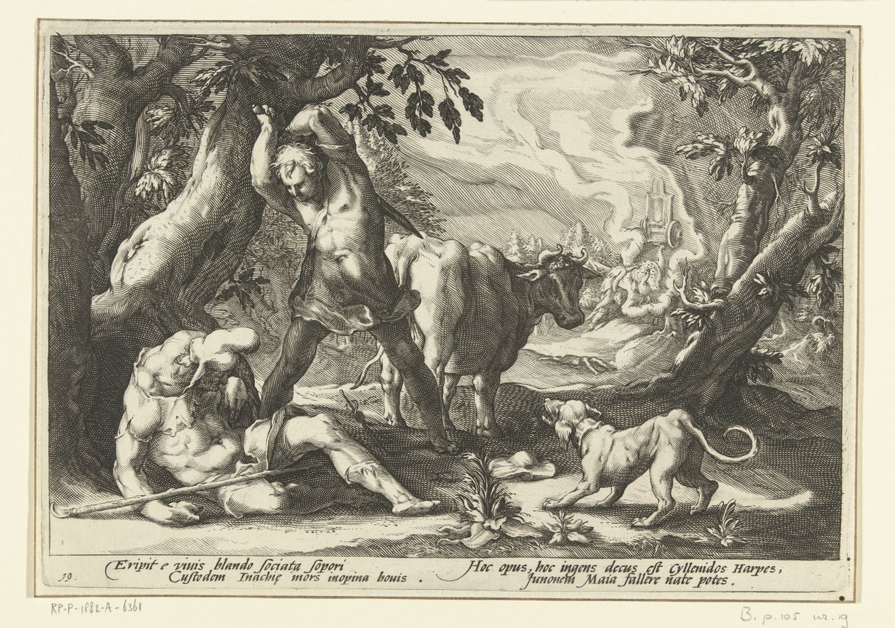 Mercurius doodt Argus Metamorfosis de Ovidio (título de la serie) de Hendrick Goltzius (workshop of)