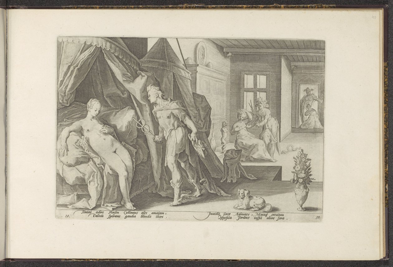 Mercurius en la cámara de Herses Metamorfosis de Ovidio (título de la serie) The Herescheppingen van P. Ovidius Naso (título de la serie) de Hendrick Goltzius (workshop of)