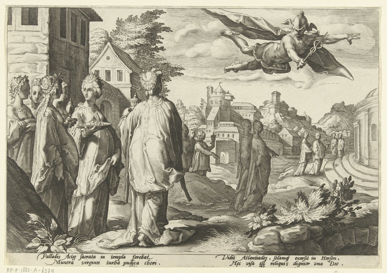 Mercurio se enamora de Herse Metamorfosis de Ovidio (título de la serie) de Hendrick Goltzius (workshop of)